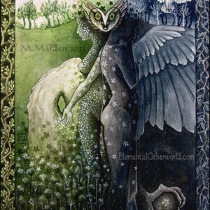Blodeuwedd PRINT Keltischer Mythos Göttin Kunst Mabinoginon Mythologie