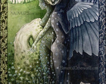 Blodeuwedd PRINT Celtic myth Goddess art Mabinoginon mythology