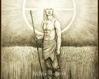 Lugh PRINT Lughnasadh Celtic Warrior Sun God, Irish Myth Art