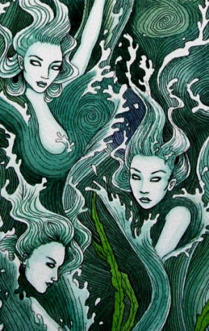 Norse Myth Wave Maidens PRINT Viking Mythology Pagan Art 