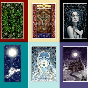 Handmade Yule Cards set of 6 Winter Solstice Wiccan Pagan Midwinter cards