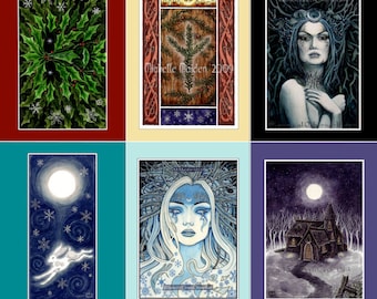 Handmade Yule Cards set of 6 Winter Solstice Wiccan Pagan Midwinter cards