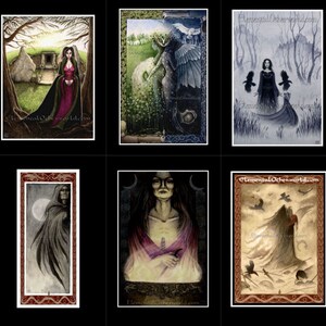 HANDMADE Celtic Goddess card set of 6 Blodeuwedd Morrigan Ceridwen, wiccan cards