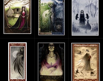 HANDMADE Celtic Goddess card set of 6 Blodeuwedd Morrigan Ceridwen, wiccan cards