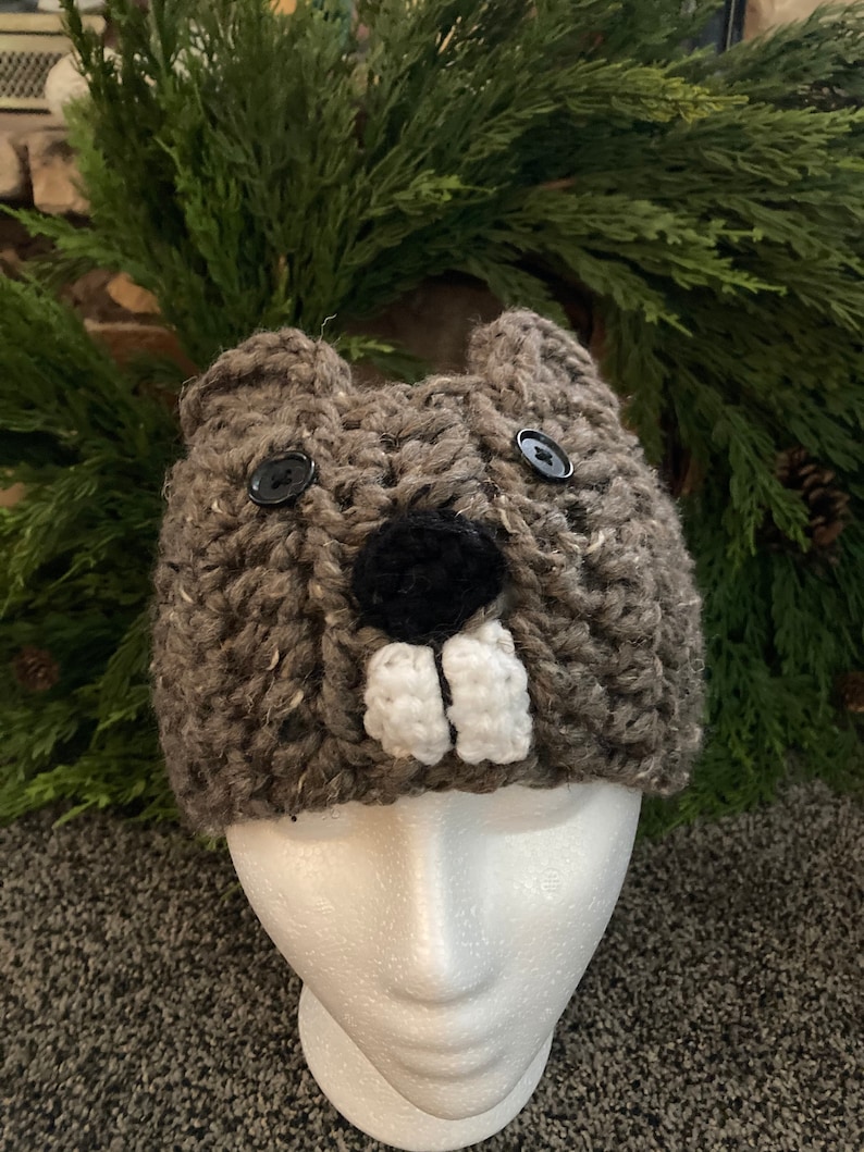 Groundhog Headband/Punxsutawney Phil Headband/Beaver Headband/Youth/Adult Size with Pom Pom image 1