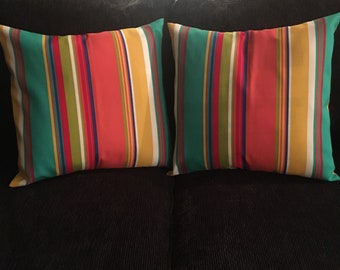 Bright Striped Pillow Cover (Size 18x18)