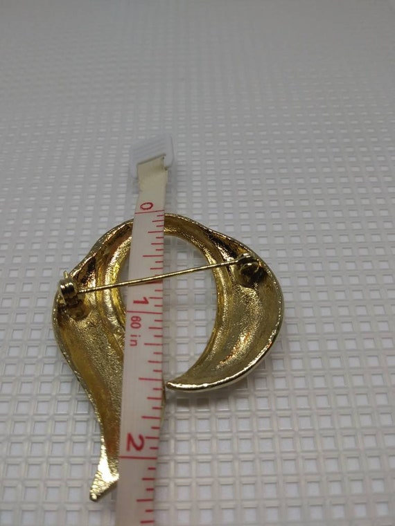 Abstract brooch vintage gold tone signed M Jent - image 4