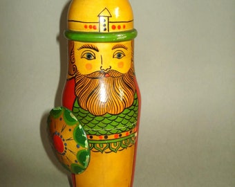 Rare Ensemble Nichoir Ukrainien URSS 1970 - Poupée Porte-bouteille En Bois Kozak