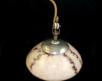 Old ART DECO Marbled Pink Color Glass Small Lamp Shade Night Light Pendant