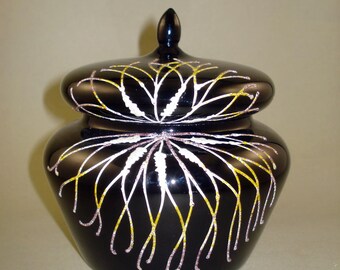 Vintage Dark Blue Glass Candy Box / Sugar Jar - New Old Stock \ Never used