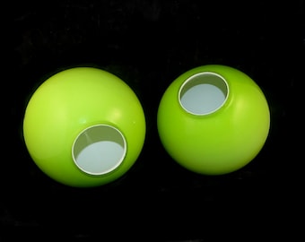 Set of 2 Vintage Old ART DECO Light Green Color Glass Lamp Shade Globe 1950's, Art Deco Style Glass Light Shade, Lime