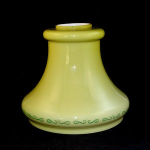 Vintage Old Big Size Light Beige Color with Ornaments Glass Lamp Cylinder Shade 1960&#39;s, Art Deco Glass Light Shade
