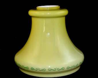 Vintage Old Big Size Light Beige Color with Ornaments Glass Lamp Cylinder Shade 1960's, Art Deco Glass Light Shade