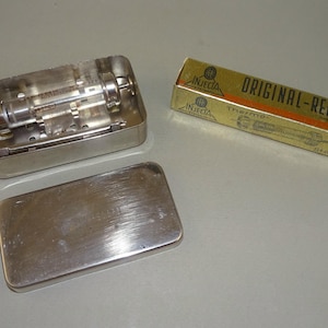 Vintage Record Small Metal Box Sterilizer with Glass Syringe 5ml + Spare Syringe