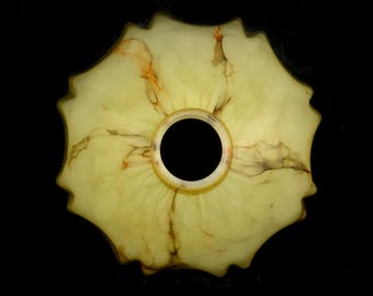 Old ART DECO Marbled Light Caramel Nuance Color Glass Lamp Ruffled Wavy Lamp Shade Globe