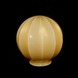Vintage Old ART DECO Beige Color Glass Lamp Shade, 1930&#39;s, Polygonal Ribbed Glass Lamp Shade, Glass Light Shade