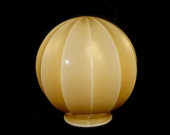 Vintage Old ART DECO Beige Color Glass Lamp Shade, 1930&#39;s, Polygonal Ribbed Glass Lamp Shade, Glass Light Shade