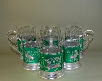 Russian Soviet Symbol Vintage Tumbler Glass USSR HOT Tea Coffee Holder NEW 177 