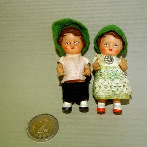 Unique Vintage old set of 2 mini size Germany Dolls, Ethnic Dolls in Traditional Folk costume