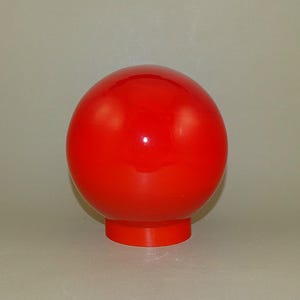 Vintage Small Ball Round Desk Lamp Red Color Glass Lamp Shade Globe 1970&#39;s