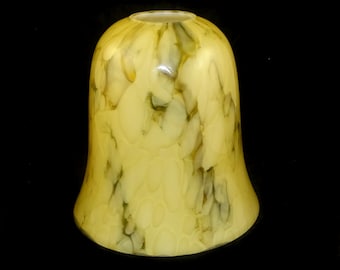 Vintage Old ART DECO Bell Marbled Caramel Color Glass Night Lamp Shade Globe 1920's, Art Deco Glass Light Shade