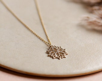 Necklace 'flower star' 925 silver / gold plated