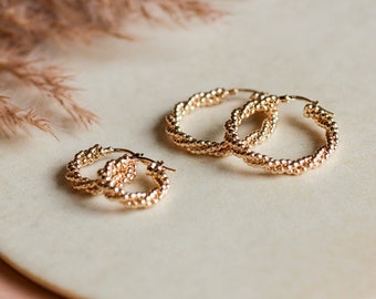 Hoop earrings 'pearl cord' 925 silver / gold plated