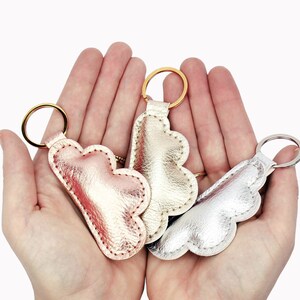 Vegan keychain WÖLKCHEN made of imitation leather color choice metallic rose gold, silver, gold lille mus image 7