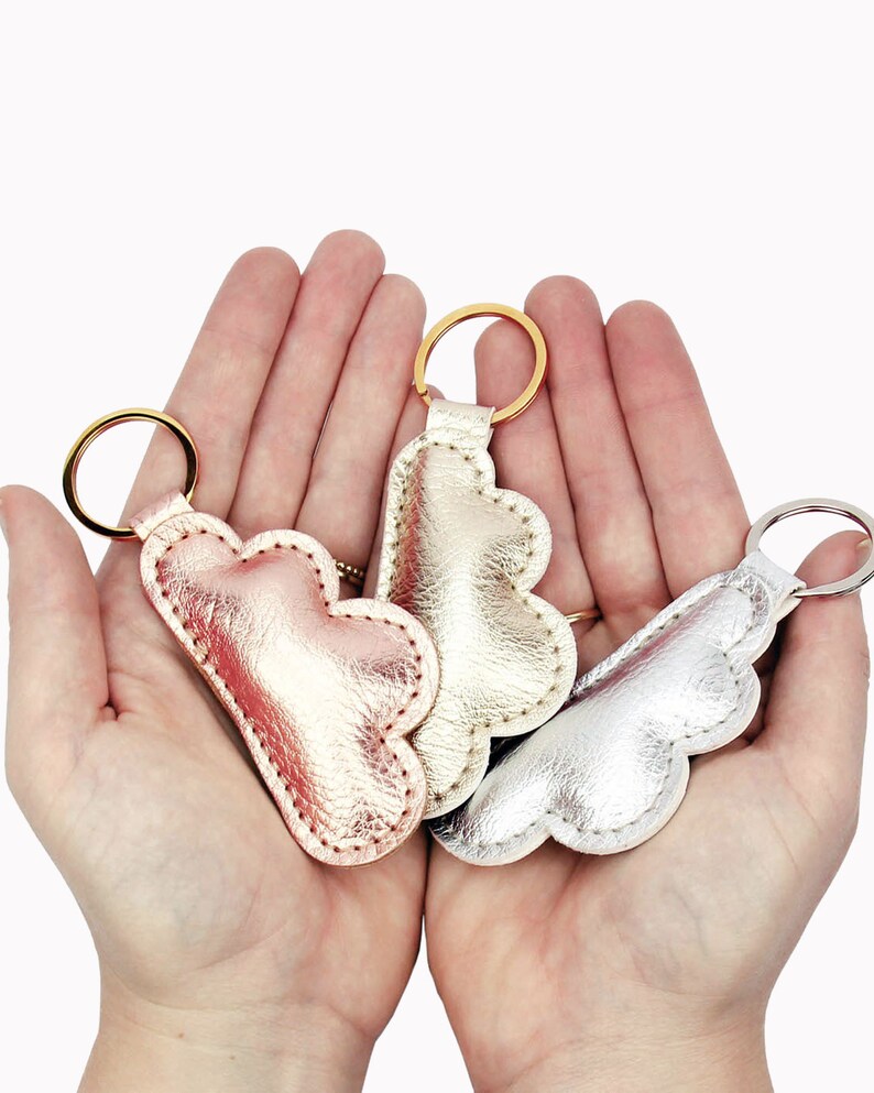 Vegan keychain WÖLKCHEN made of imitation leather color choice metallic rose gold, silver, gold lille mus image 7