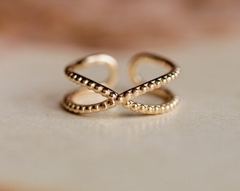 Ring 'double pearls' 925 silver / gold plated