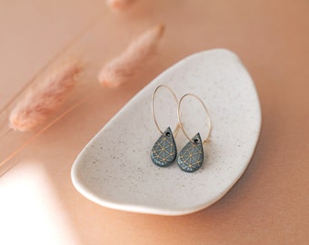 Boucles d’oreilles avec pendentif en porcelaine 'Geo' Bijoux en porcelaine d’or lille mus bijoux