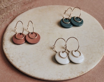 Hoop Earrings 'Ring' with Porcelain Pendant Porcelain Jewelery lille mus jewellery