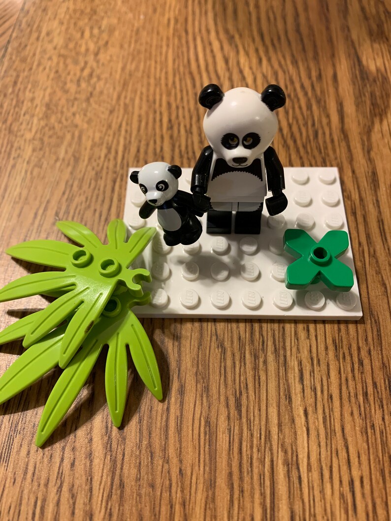 LEGO Panda guy mini fig with baby panda