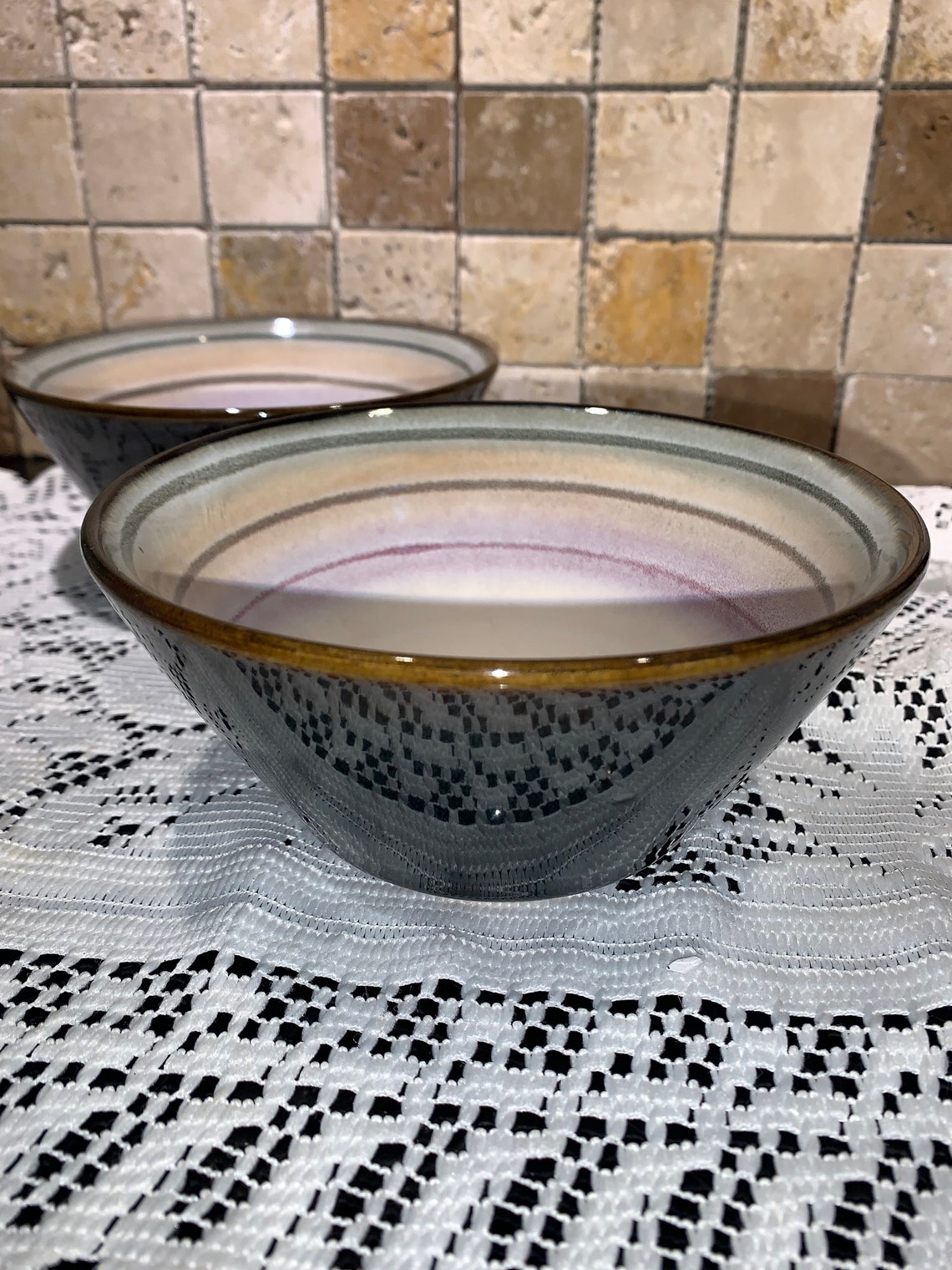Sango Arcadia Black Soup Bowls set of 2 Etsy