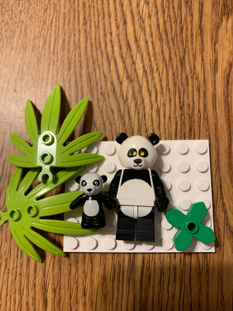 LEGO Panda guy mini fig with baby panda