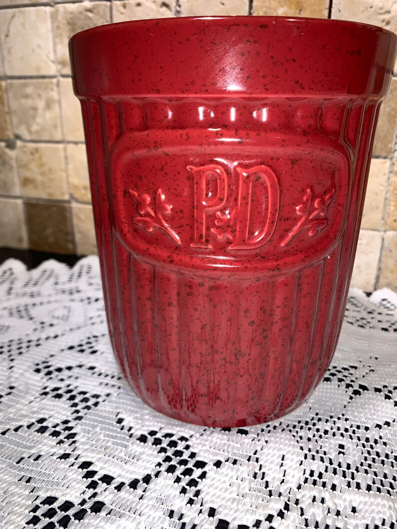 Paula Deen Red Utensil Holder With Speckles Etsy