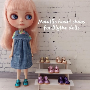 Metallic  heart shoes for Blythe dolls