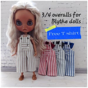 3/4 overalls for Blythe dolls with free T shirt