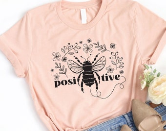 Bee Positive Graphic Tee | Tickled Teal | Women's tee | Apparel gift | T-shirt | Crew Neck Tee