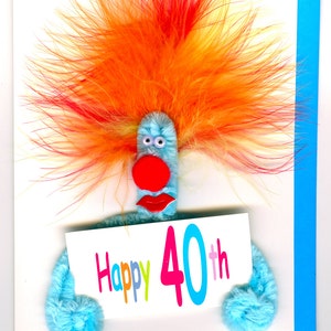 Puffy - (Happy birthday- milestone ages) Handmade greetings cards, Birthday card, blank card. Fun cards.