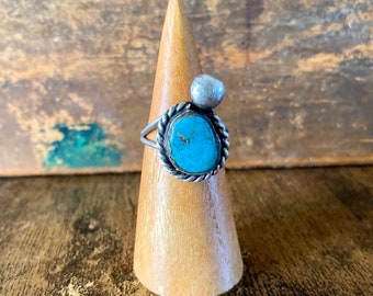 Large Turquoise and Silver Ring