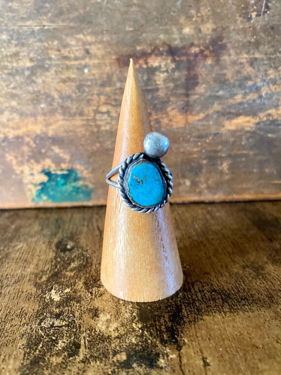 Large Turquoise and Silver Ring - image 1