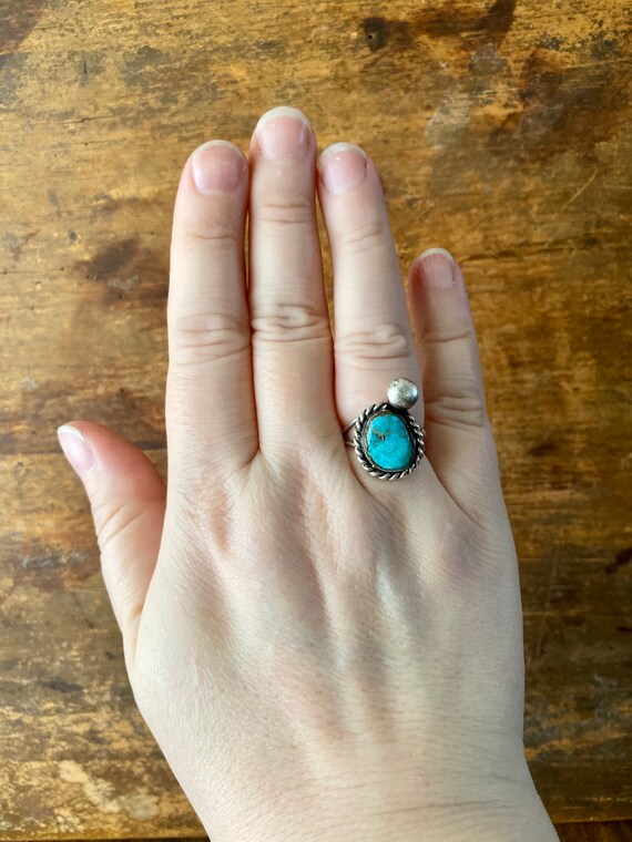 Large Turquoise and Silver Ring - image 3
