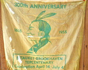 VINTAGE 300TH Anniversary 1655-1955 Setauket Brookhaven Flag