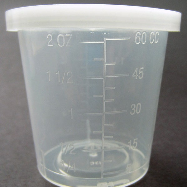 Reusable Plastic Cup w/ Lid - Mixing (Set of 5 or 10) Measuring and Storing