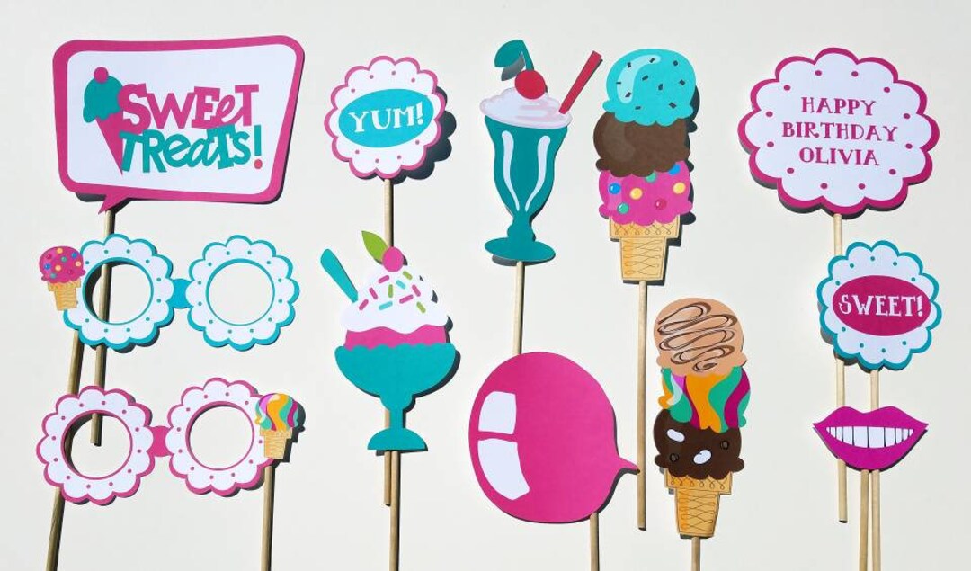 Ice Cream Social Party Photo Booth Props. - Etsy