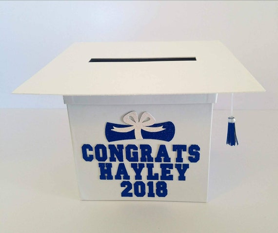 Graduation Cap Card Holder- White Box with Letters in School colors! Il_570xn