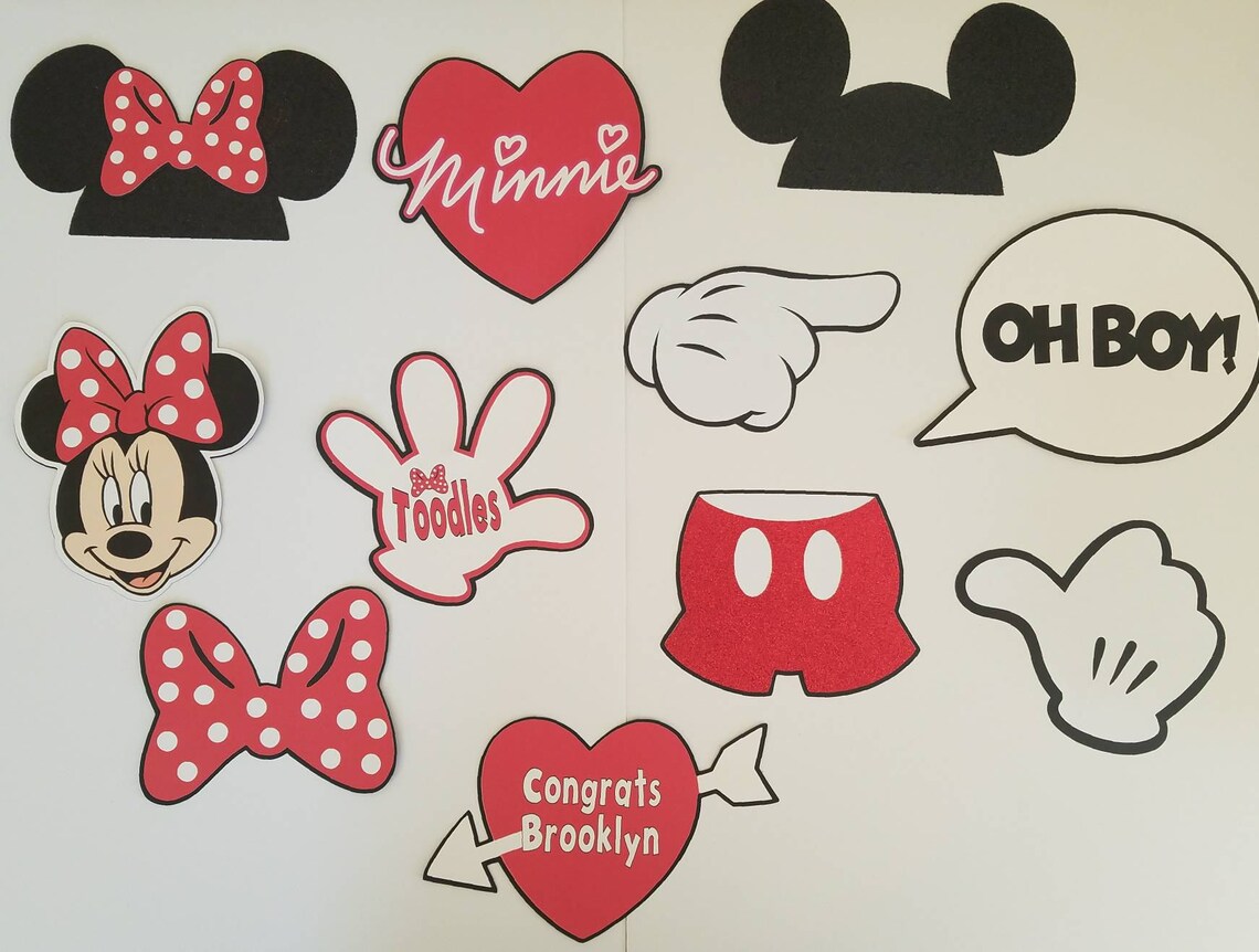 Mickey and Minnie Mouse Photo Booth Props With Custom Prop. - Etsy