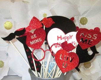 Valentine's Day Photo Booth Props - Made with Lots Glitter Paper!