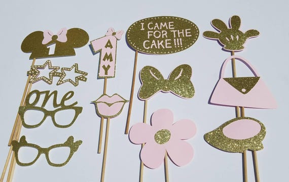 Pink and Gold Minnie Mouse First Birthday Photo Booth Props - Etsy